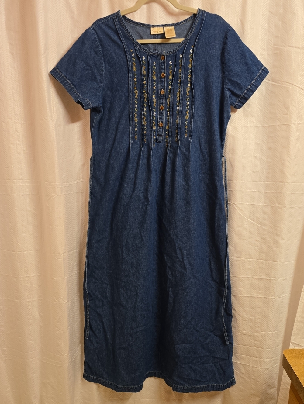 Bobbie Brooks vintage 1990s embroidered denim maxi dress